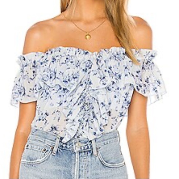House of Harlow 1960 Tops - House of Harlow 1960 X Revolve Garrett Top in Blue Floral